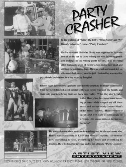 Party Crasher: My Bloody Birthday (2000) starring Randy Ackerman on DVD DVD Party Crasher: My Bloody Birthday (2000) starring Randy Ackerman on DVD