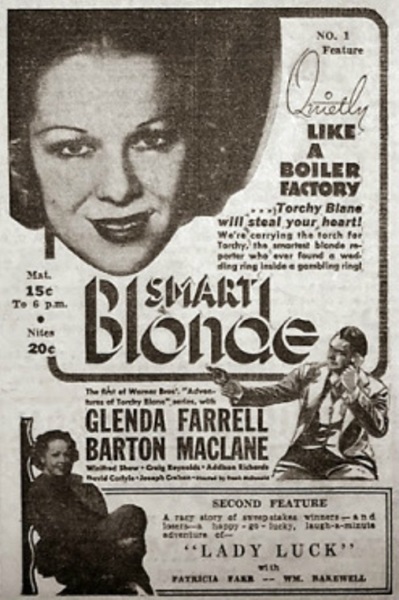 Smart Blonde (1937) starring Glenda Farrell on DVD on DVD