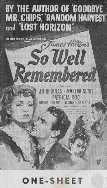So Well Remembered (1947) starring John Mills on DVD on DVD