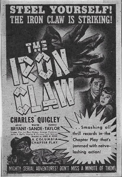 The Iron Claw (1941) starring Charles Quigley on DVD on DVD